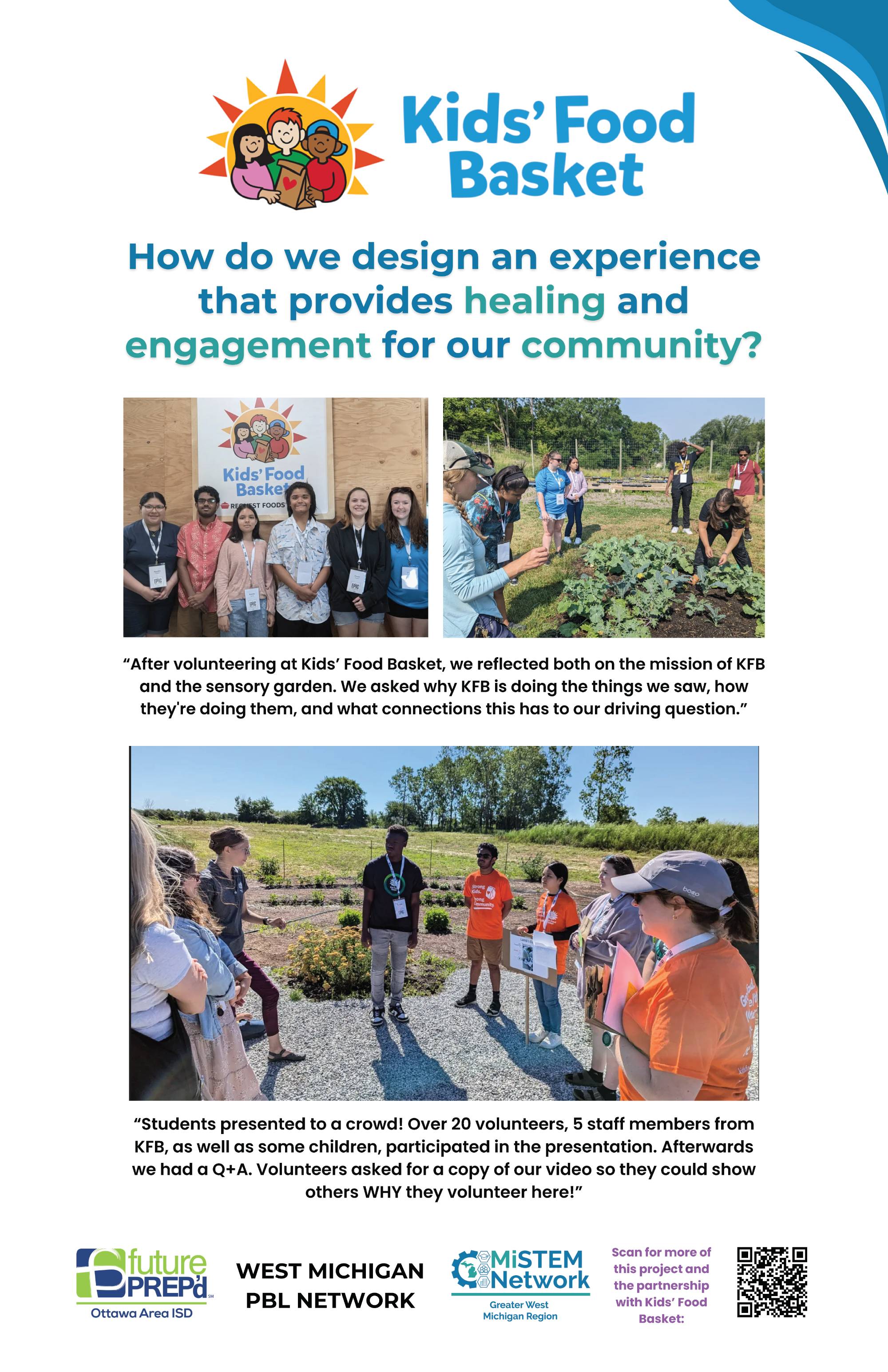 Poster highlighting partnership with Kids' Food Basket